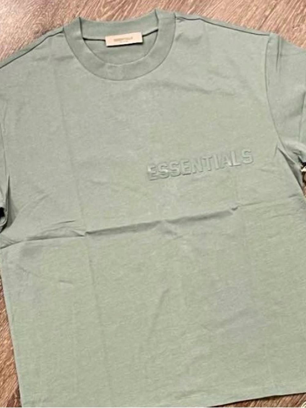 Essentials Men's Crewneck T-Shirt in Sage Green Embossed Logo